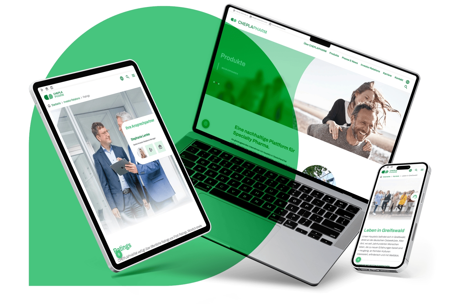 Cheplapharm Website auf verschiedenen Endgeräten Cheplapharm Website auf verschiedenen Endgeräten